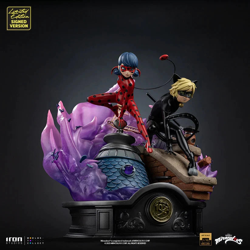 Lady Bug and Cat Noir Miraculous 10th Anniversary Signed Edition Deluxe Art Scale 1/10 by IRON STUDIOS