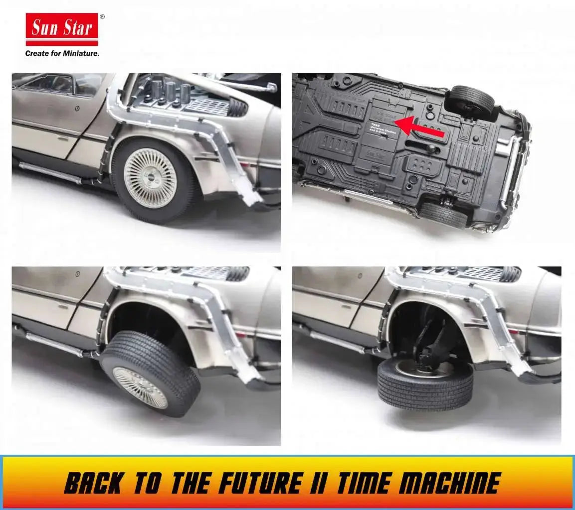Vehículo diecast DeLorean 1/18 Regreso al Futuro II, Sun Star, plateado