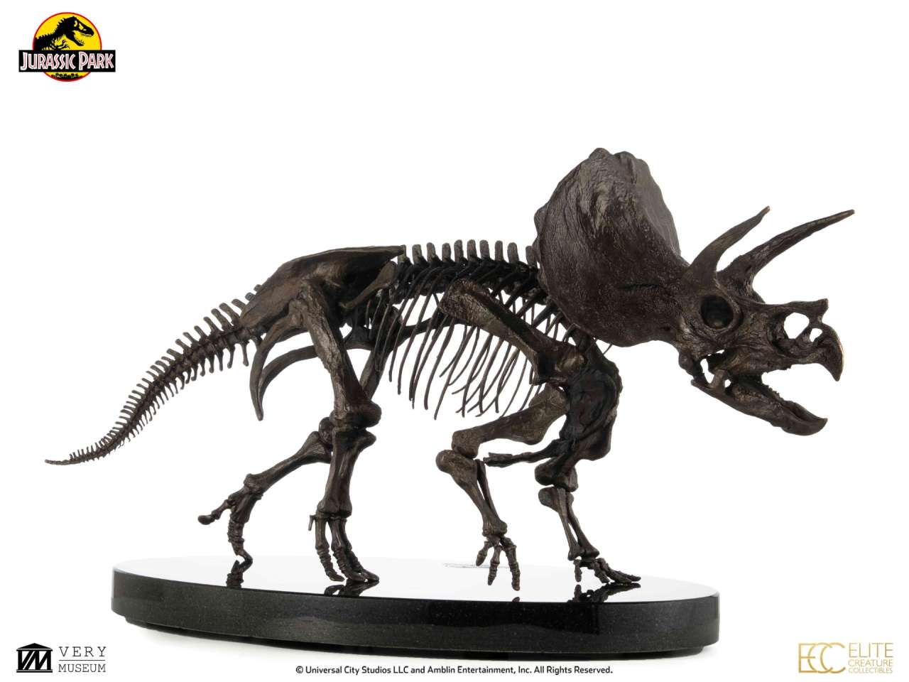 Jurassic park triceratops fossil skeleton 1:12 bronze statue