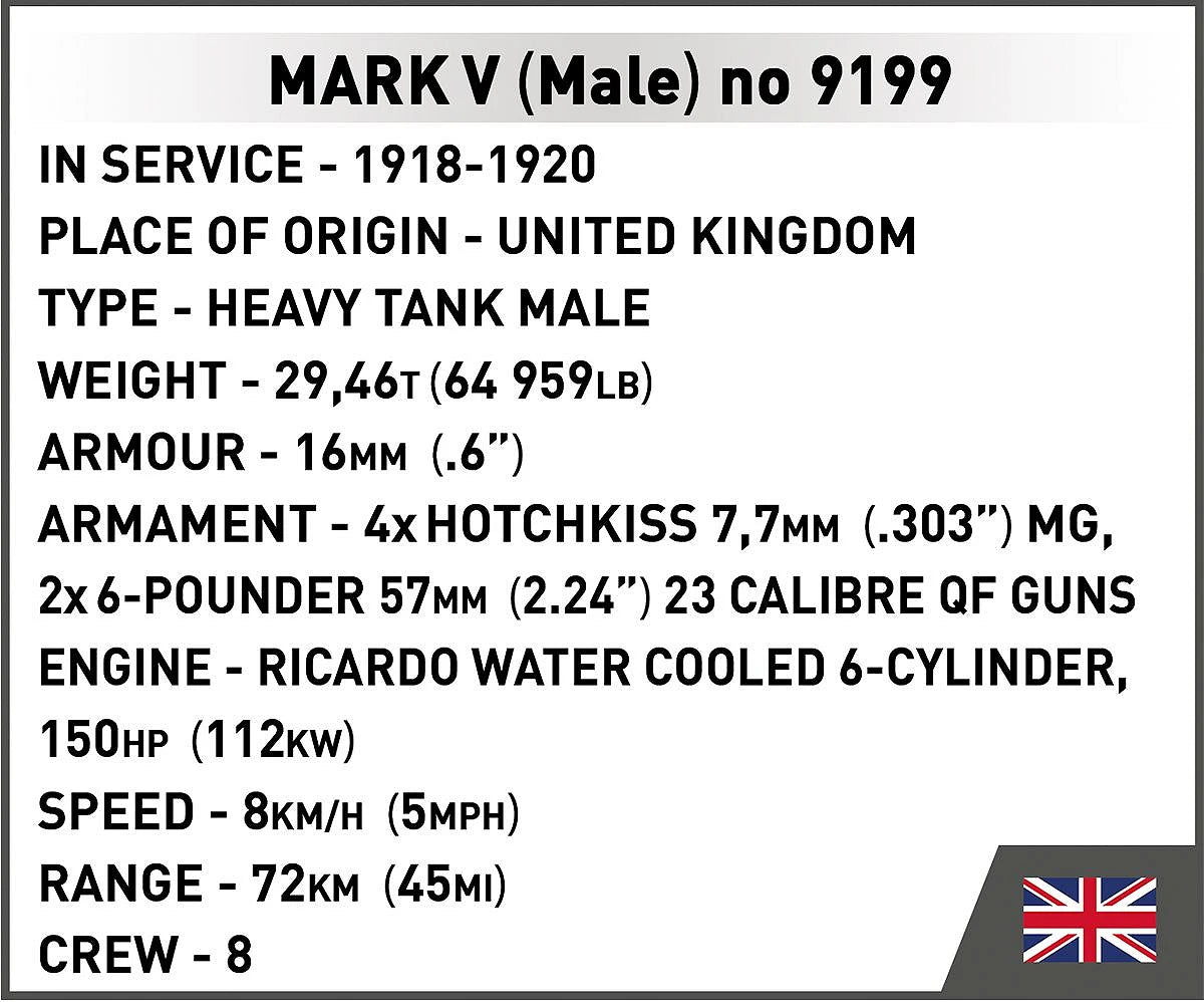 Tanque Mark V (Male) no 9199 23 cm