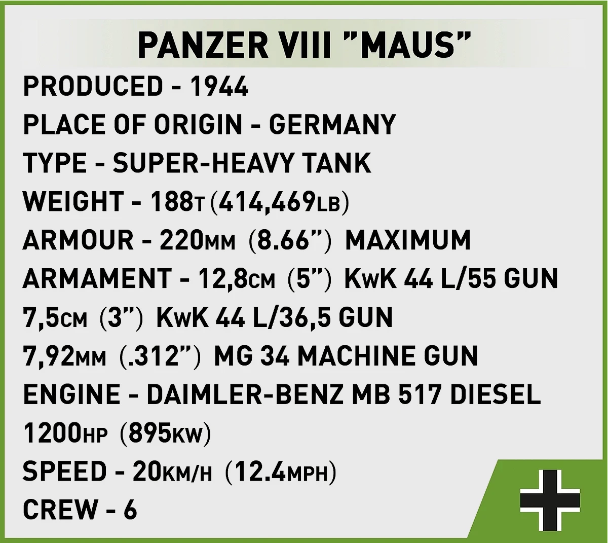 Tanque Panzer VIII Maus 1/35 by COBI
