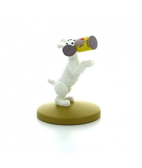 Figura de colección resina Tintin Milu con lata