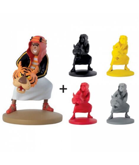 Tintin Resina TF1 Abdallah Con La Cabeza De Tigre + 4 Resinas Monocromo