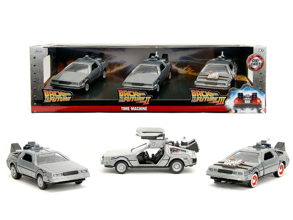 DELOREAN SET 3 VEHICULOS 1/32 SCALE BACK TO THE FUTURE