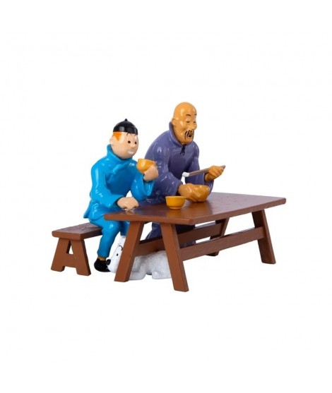 Figura de colección plomo Tintin escena almuerzo