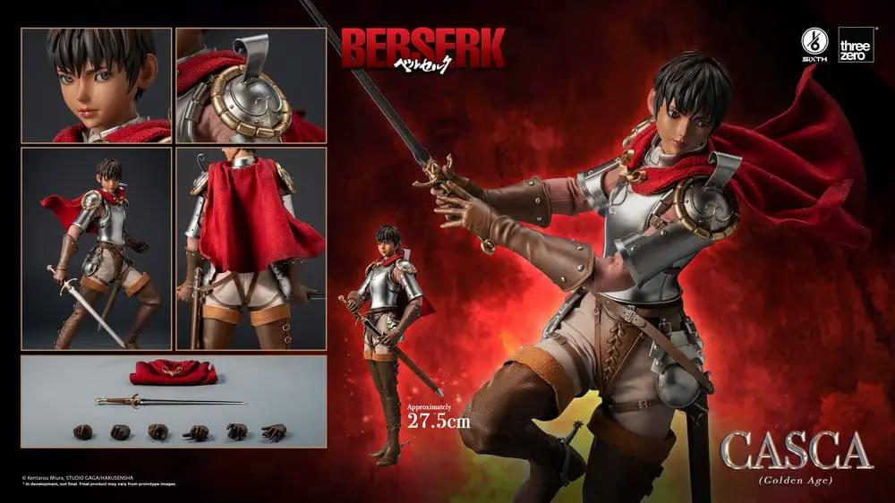 Figura 1/6 Casca (Golden Age) de Berserk, armadura plateada y capa roja, ThreeZero