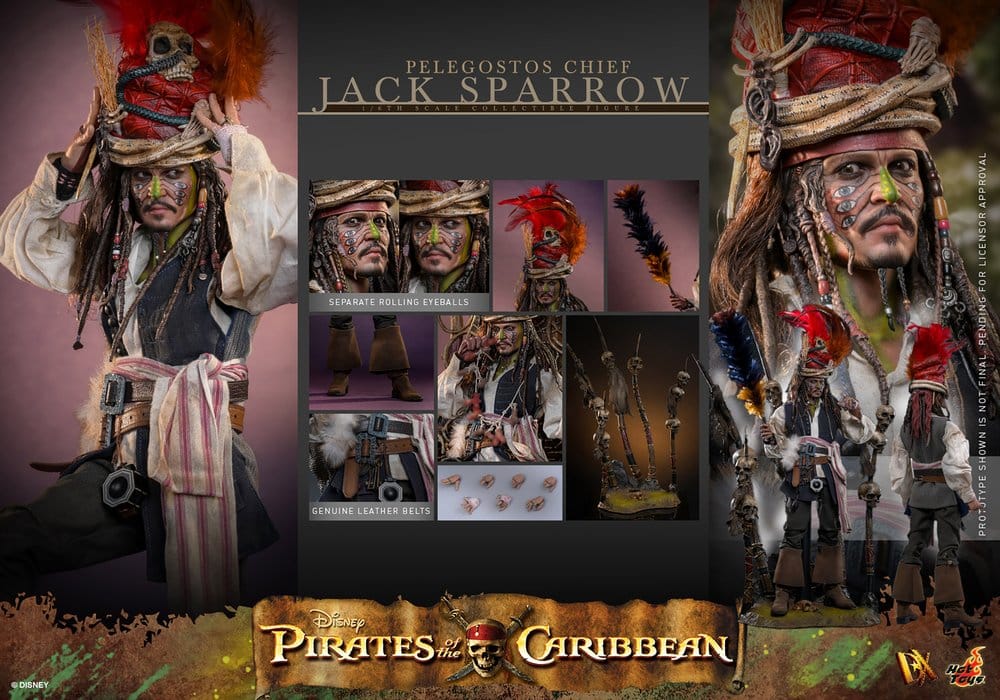 Piratas del Caribe: El cofre del hombre muerto Figura DX 1/6 Pelegostos Chief Jack Sparrow 30 cm
