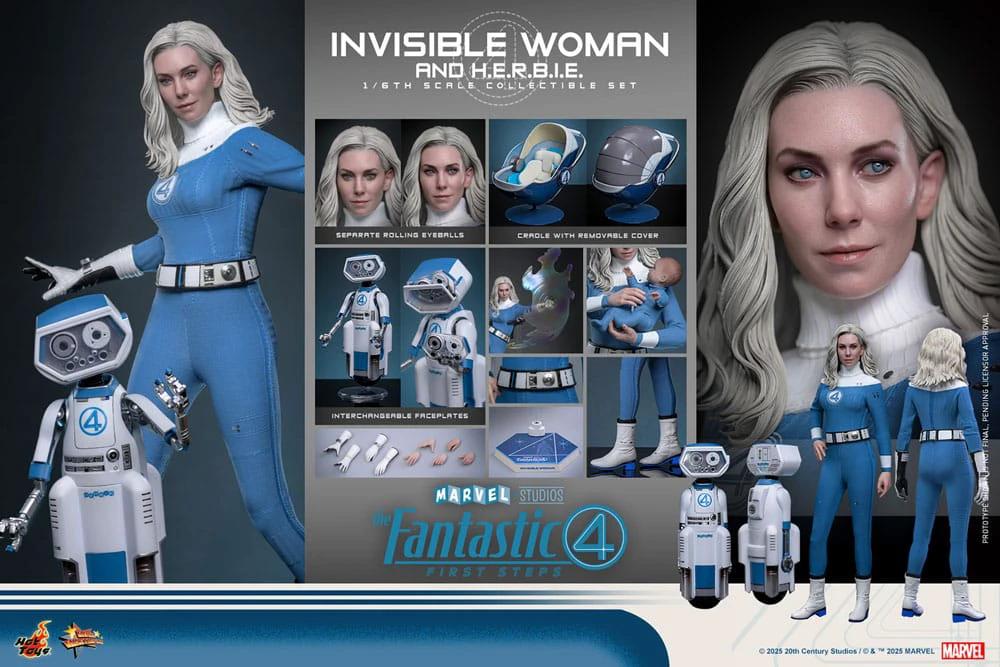 Los Cuatro Fantásticos: primeros pasos Pack de 2 Figuras Movie Masterpiece 1/6 Invisible Woman & H.E.R.B.I.E. 28 cm by HOT TOYS