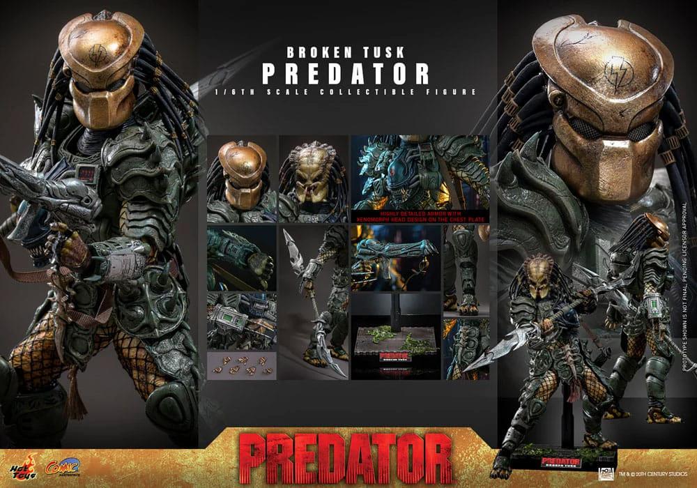 Alien vs. Predator Figura Comic Masterpiece 1/6 Broken Tusk Predator 35 cm by HOT TOYS