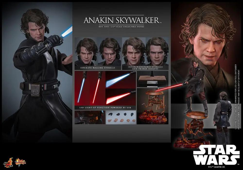 Figura de HOT TOYS Anakin Skywalker 1/6 escala, Star Wars, 31 cm, con sables de luz azul y rojo