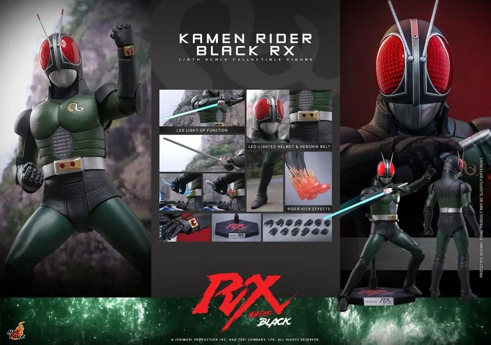 Kamen Rider Black RX 1/6 Action Figure set by HOT TOYS, green suit with red helmet; 3 figures shown