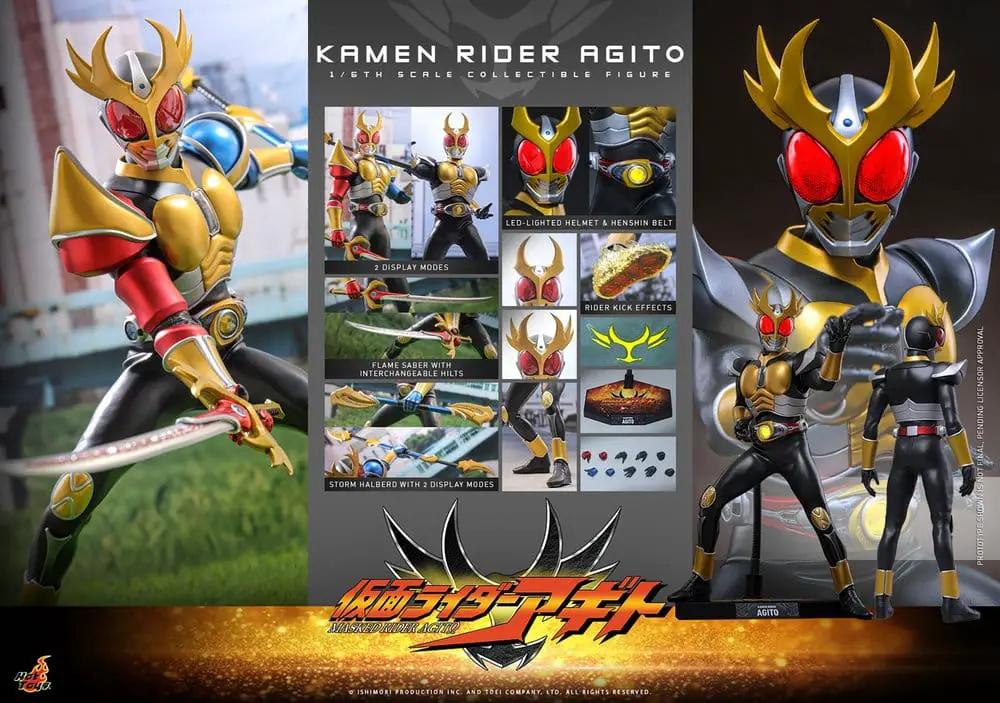 Figura de acción Kamen Rider Agito 1/6 de HOT TOYS, 31 cm, dorado y negro; con espada; 3 figuras mostradas