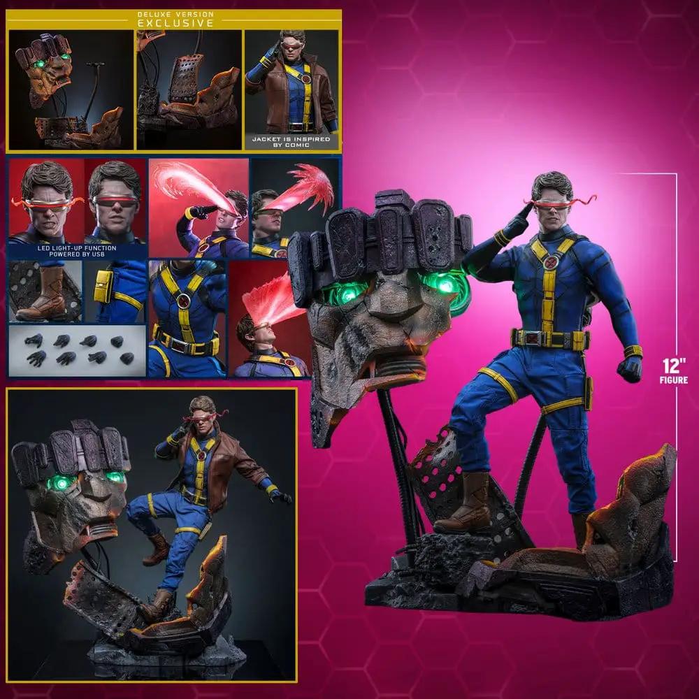 Hot Toys Avengers Cyclops 1/6 Deluxe Figure, 12-inch blue/yellow suit with green LED eyes and accessories