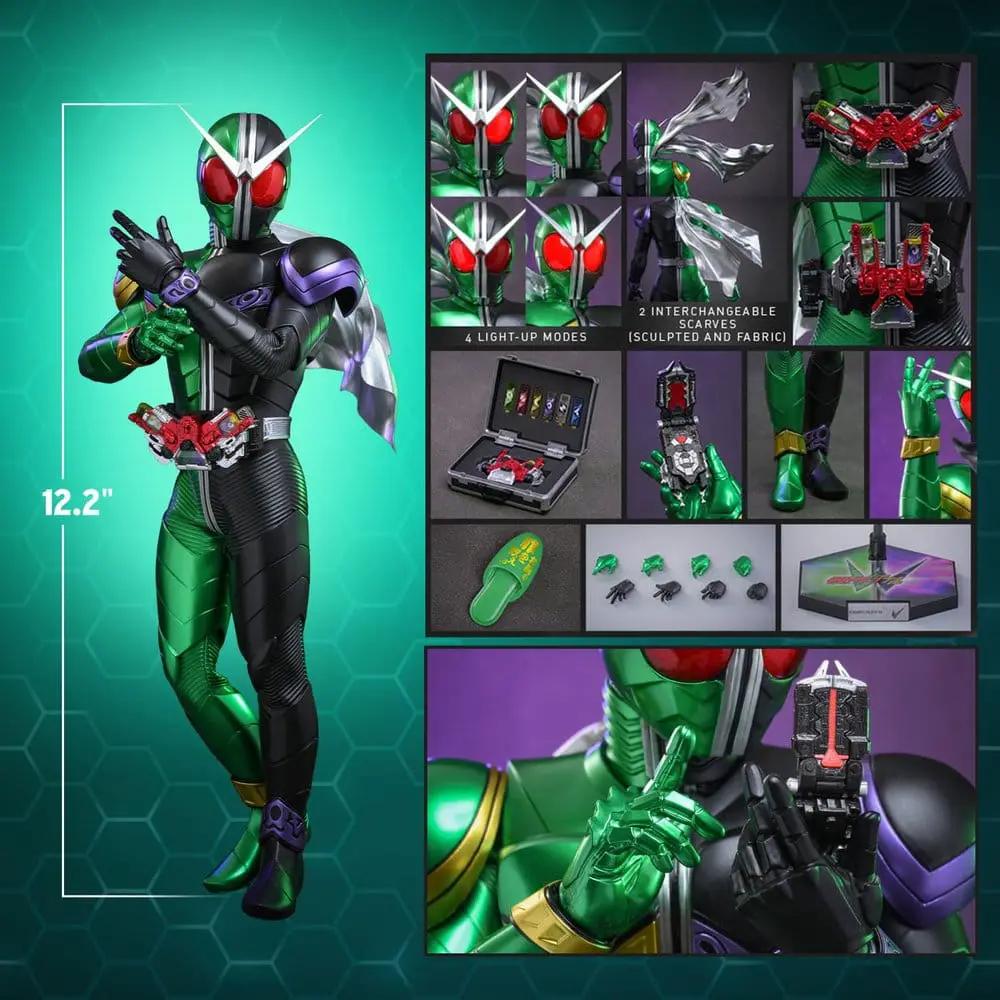 Kamen Rider W 1/6 action figure by HOT TOYS, 12.2-inch tall, green and purple suit