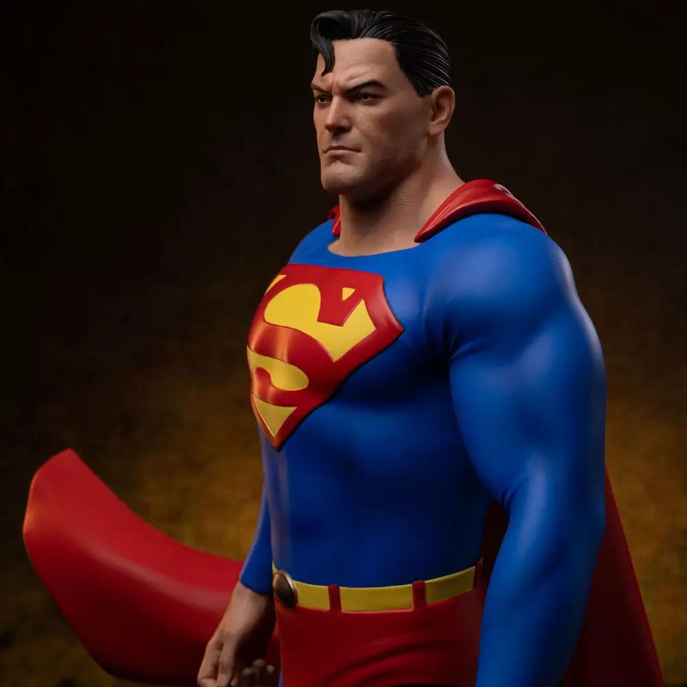 Superman DC Trinity Legacy 1/4 scale statue, blue suit with red cape, yellow belt, red S emblem.