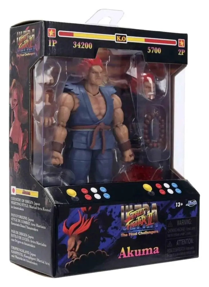 Street Fighter 2 Akuma 1/12 action figure by Jada Toys in window box, blue gi