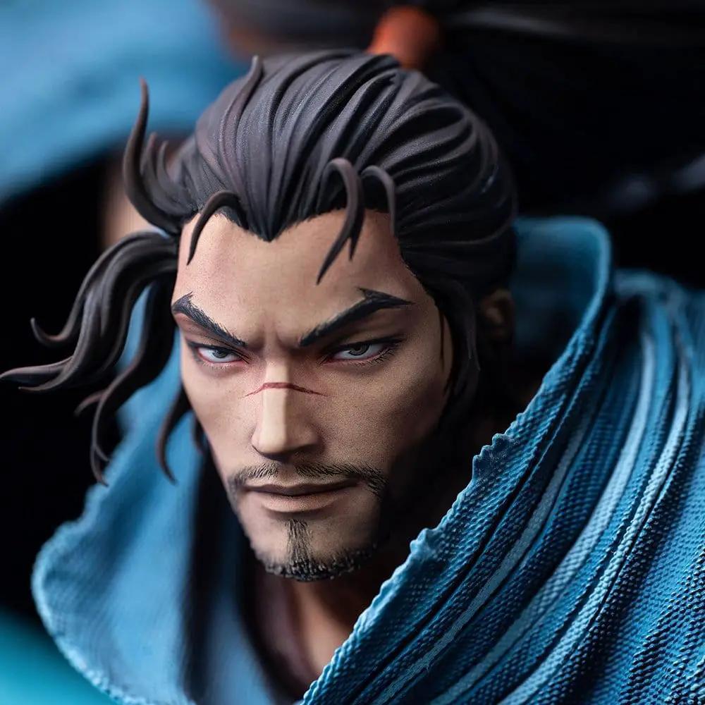 League of Legends Estatua The Unforgiven Yasuo, 52 cm action figure with blue cloak by JIMEI PALACE