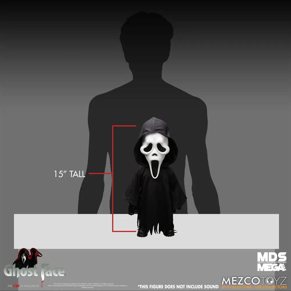 Ghost Face MDS Mega Scale action figure by Mezco Toys, 15 inches tall, black hooded robe with white skull mask.