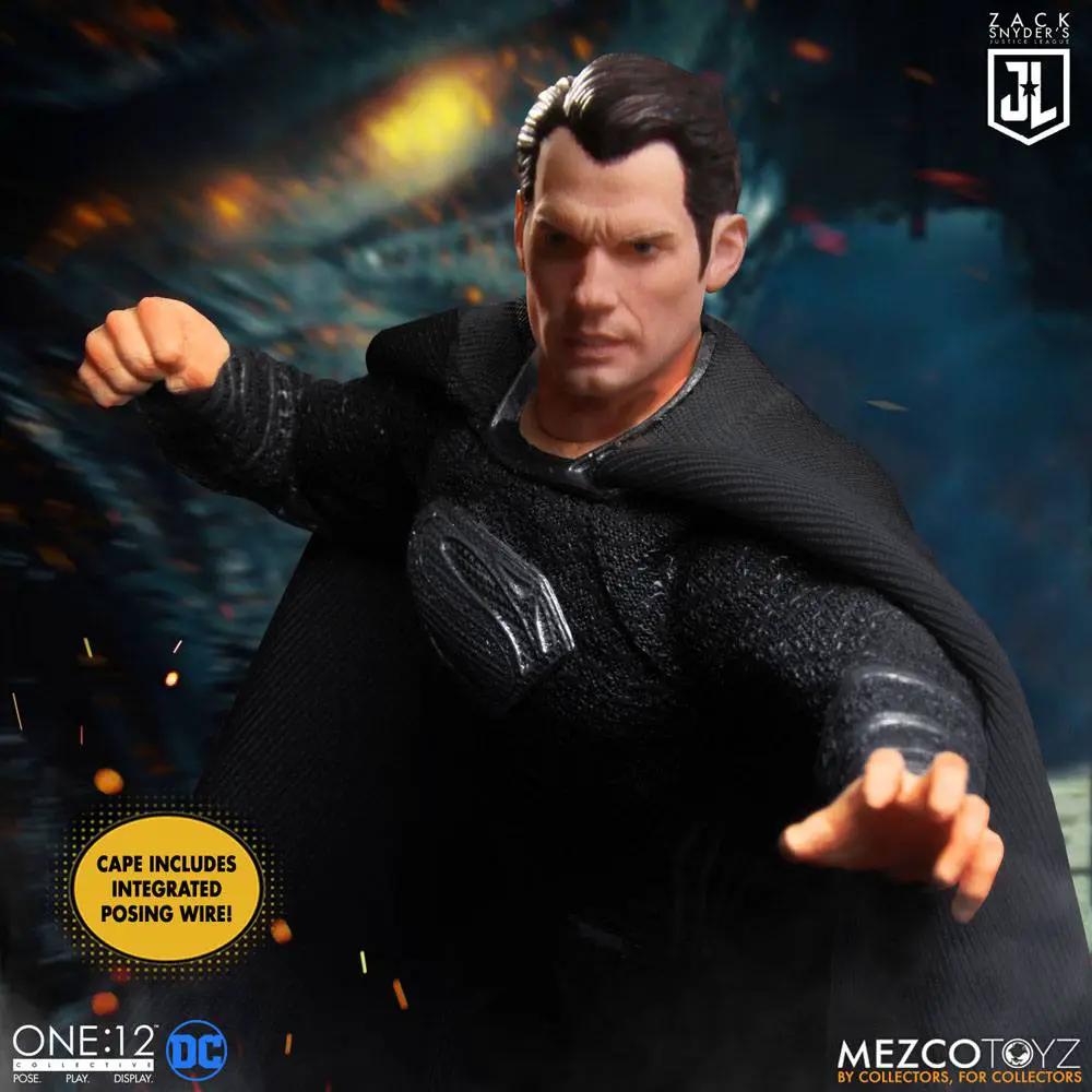 Figura de acción Zack Snyder's Justice League 1/12 Deluxe Steel Box Set, Superman en traje negro con capa, MEZCO TOYS