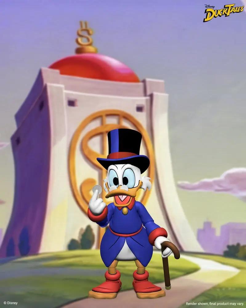 DuckTales Scrooge McDuck action figure, 18 cm; blue coat, top hat, red cuffs, holding a cane.