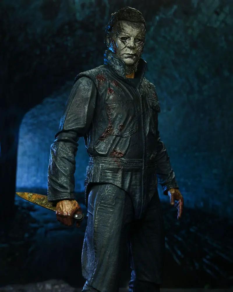 Figura de acción Michael Myers Ultimate, 18 cm, NECA, traje gris y cuchillo oxidado, Halloween Ends (2022)