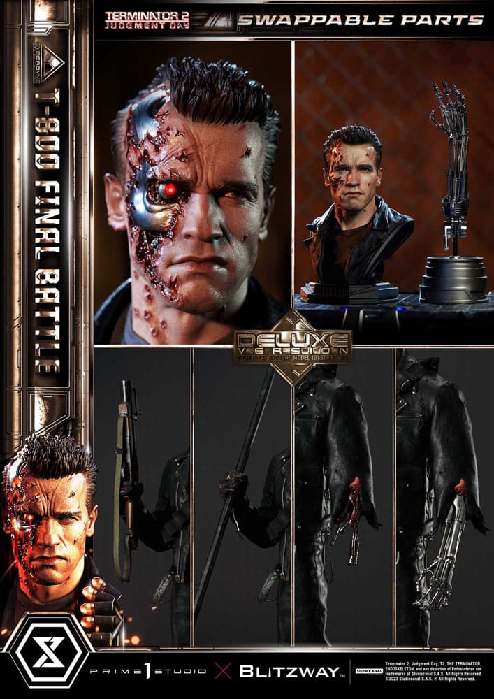 Terminator 2 Estatua Museum Masterline Series 1/3 T-800 Final Battle Deluxe Bonus Version 75 cm