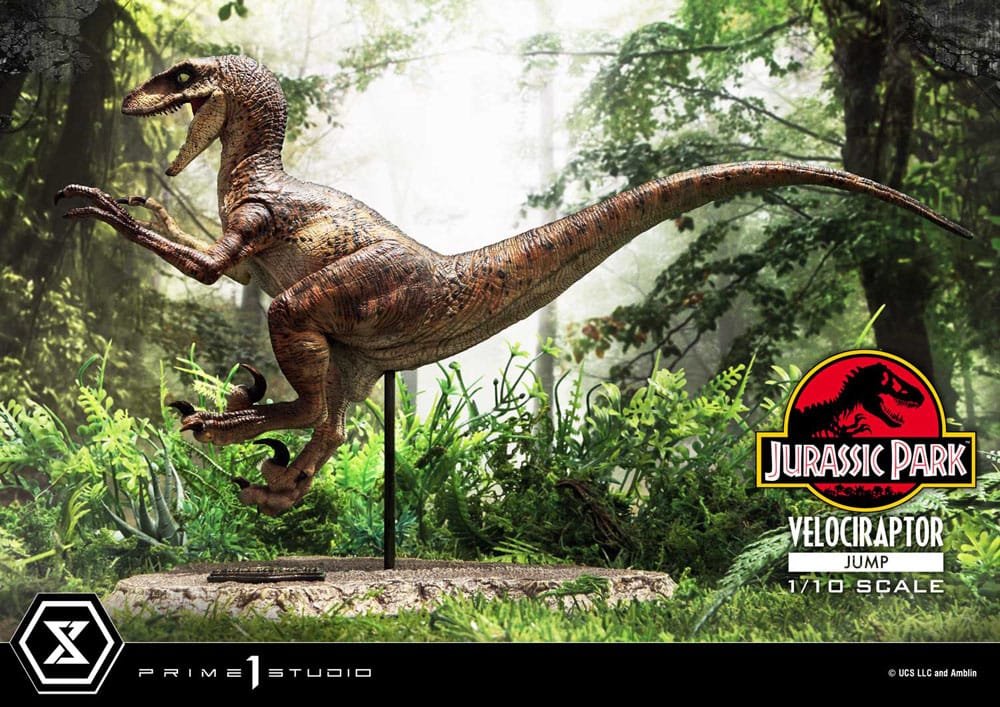 Jurassic Park Estatua Prime Collectibles 1/10 Velociraptor Jump 21 cm