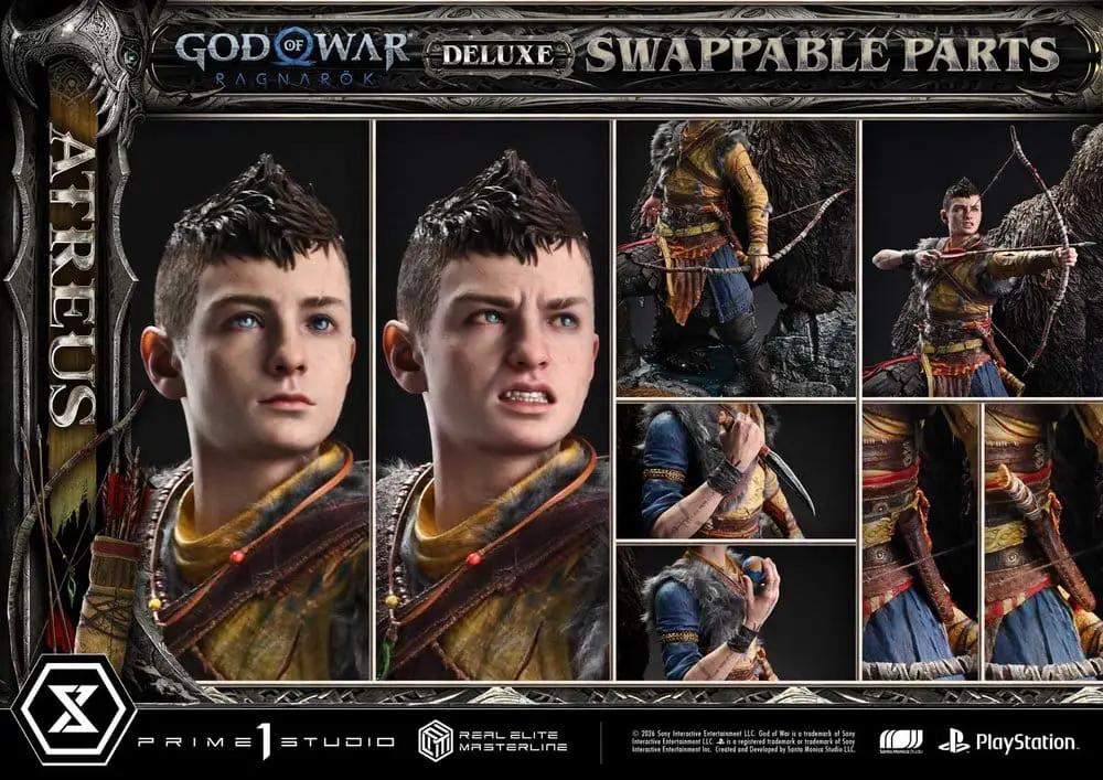 God of War Ragnarok Atreus 1/3 statue, Deluxe Real Elite Masterline by PRIME 1 STUDIO, 96 cm, swappable parts.