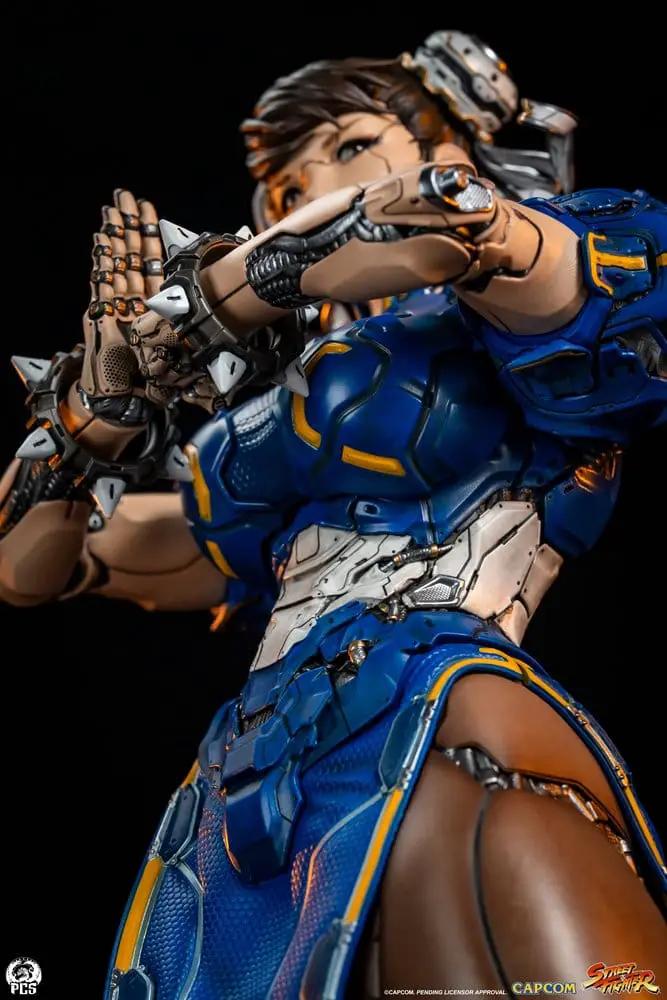 Figura de Chun-Li Street Fighter, estatua 1/4, 47 cm, traje azul con detalles mecánicos, PREMIUM COLLECTIBLES STUDIO