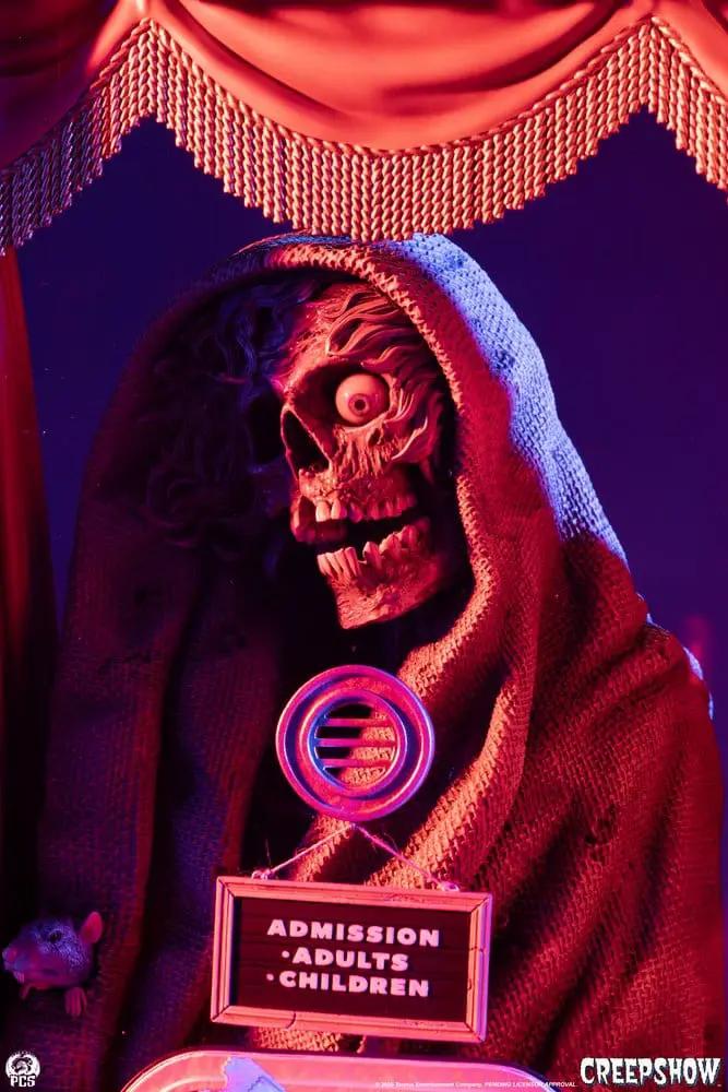 Creepshow diorama statue by Premium Collectibles, 1/1 scale, 104 cm, red-lit hooded skeleton with sign and rat prop