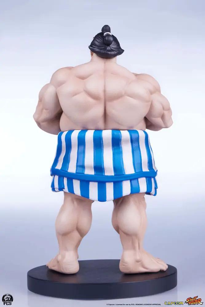 Figura Street Fighter Street Jam 1/10 E. Honda con mawashi azul y blanco, Premium Collectibles Studio.