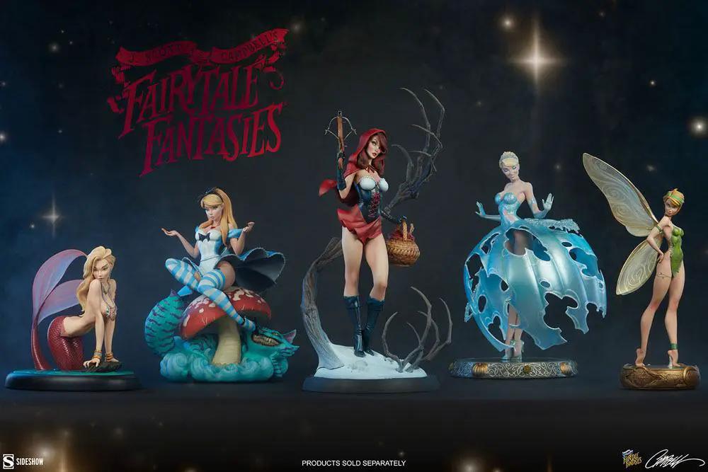 Five figurines from the Fairytale Fantasies collection by Sideshow Collectibles, including Red Riding Hood statue with red cape, 48 cm.