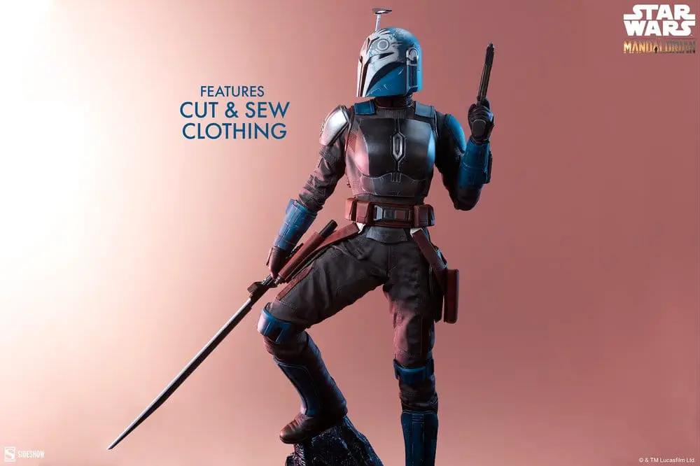 Star Wars Bo-Katan Kryze premium statue by Sideshow Collectibles, blue armor with mixed-media clothing, Darksaber