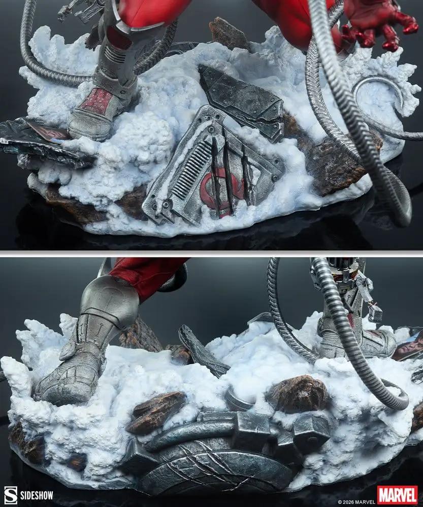 Omega Red Premium Format figure from Marvel X-Men by Sideshow Collectibles on snowy rocky base with metal cables