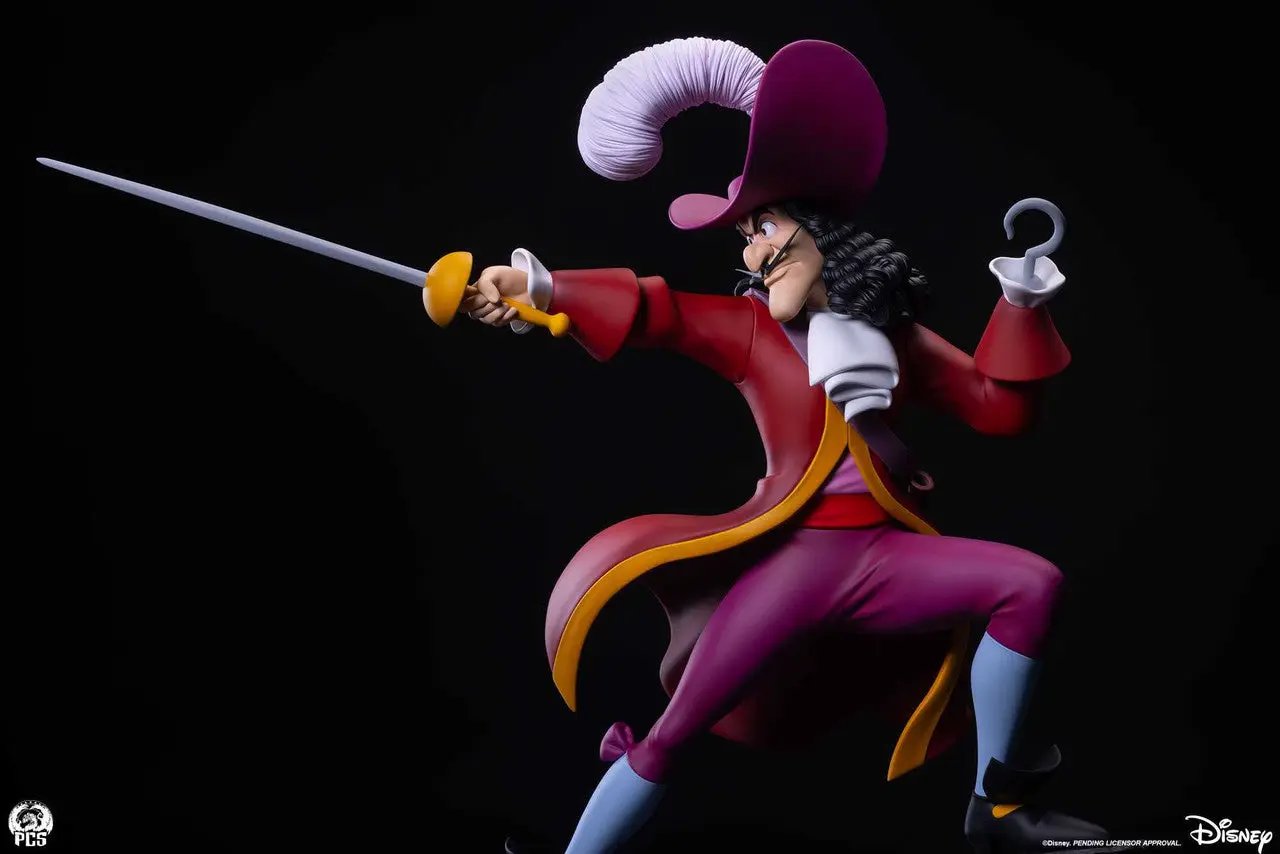 Captain Hook 1:5 Scale Statue by Premium Collectibles Studio, red coat with yellow trim, dramatic sword pose