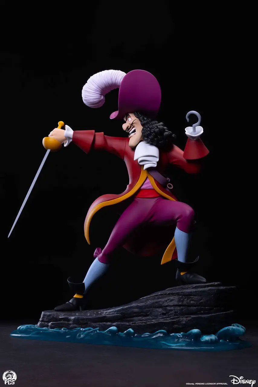 Captain Hook 1:5 Scale Statue by Premium Collectibles Studio; red coat, purple hat with plume, sword, Disney logo visible