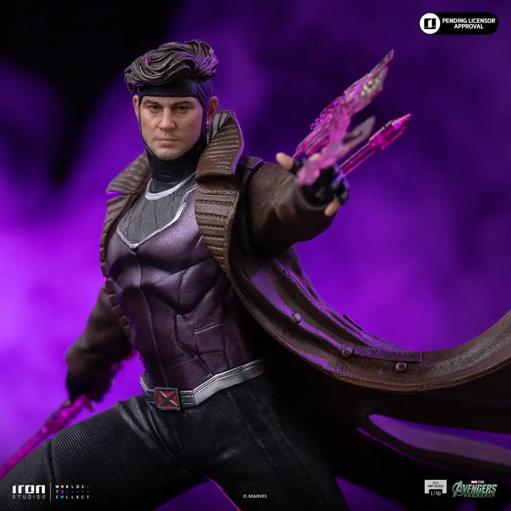 Statue Gambit from Avengers: Doomsday by Iron Studios, BDS Art Scale 1/10, purple suit with brown trench coat.