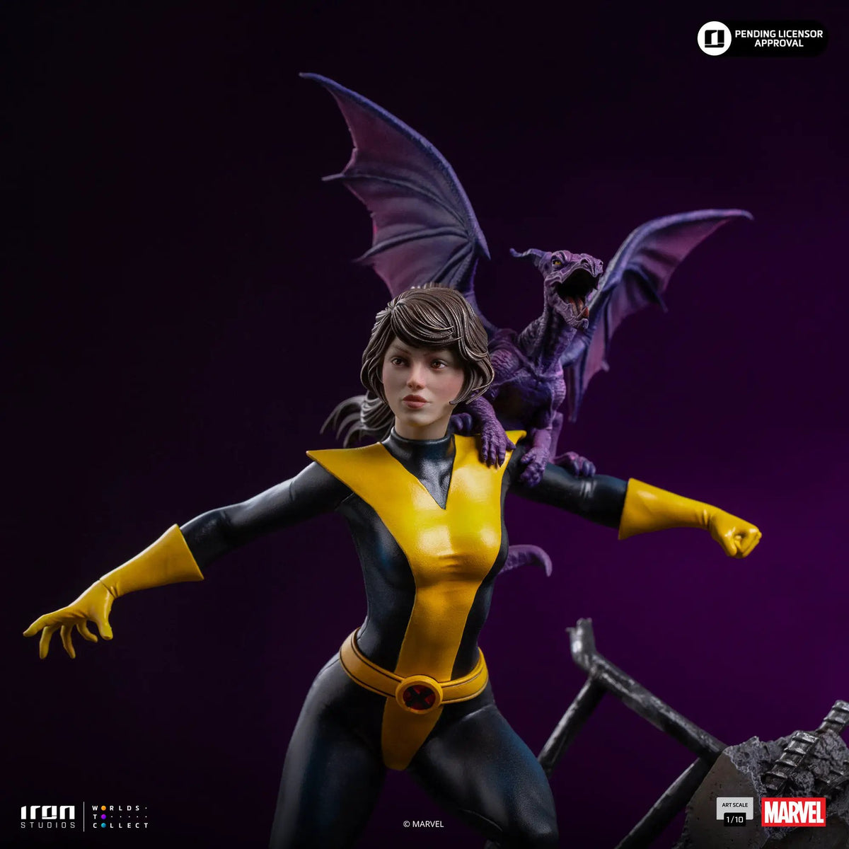 Statue Kitty Pryde and Lockheed, two-character X‑Men figure in yellow-black suit, Iron Studios 1/10 BDS Art Scale