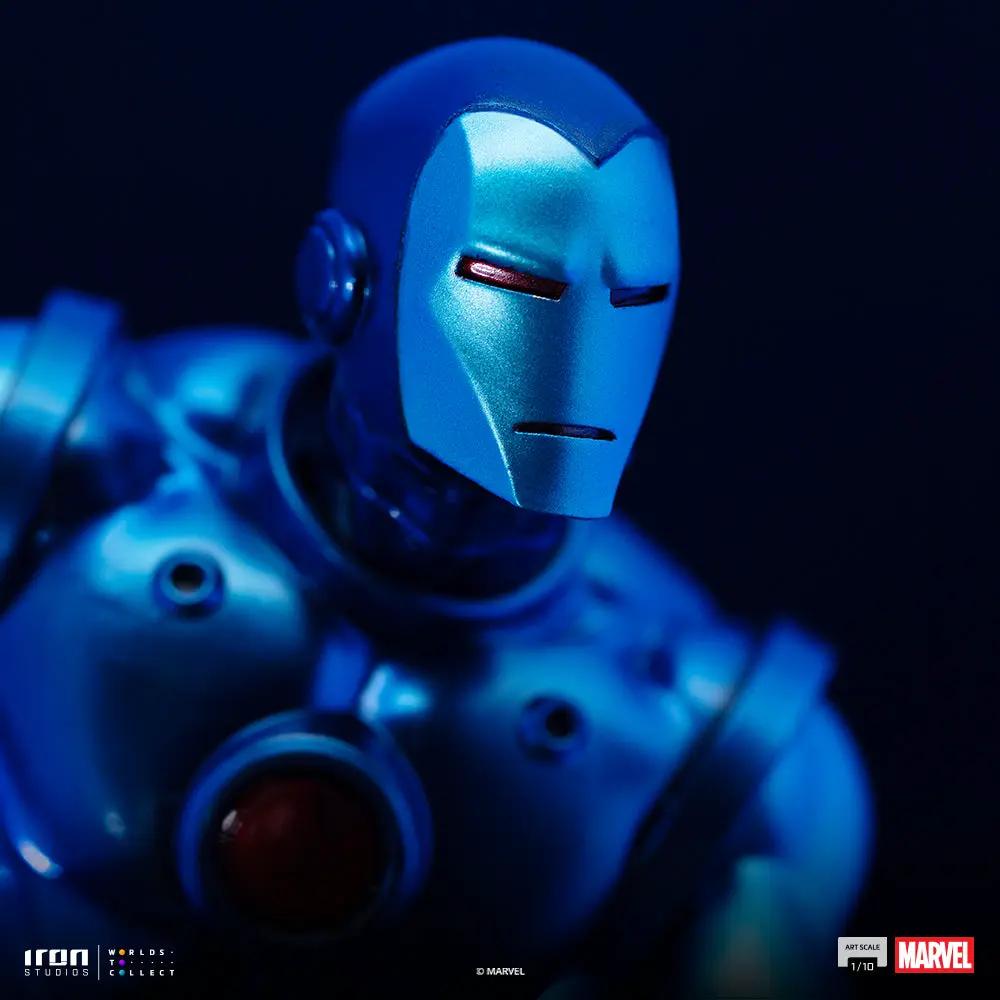 Statue Iron Man Stealth from Marvel by Iron Studios, 1/10 scale, blue metallic armor with red accents.