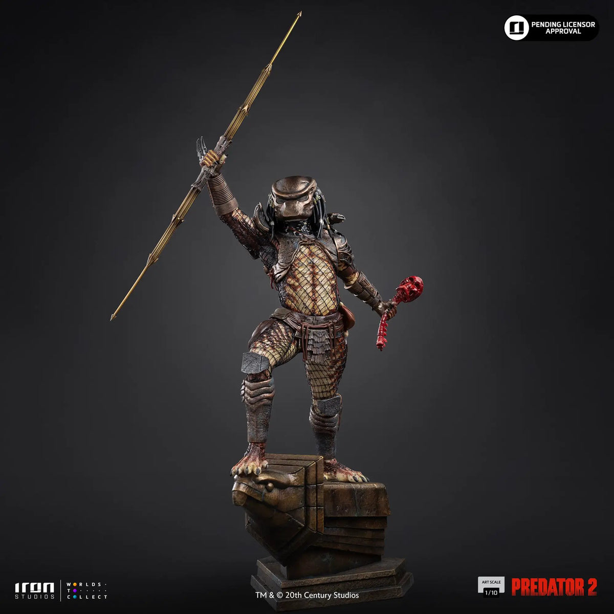 Predator City Hunter statue from Predator 2, 1/10 scale, bronze-toned armor by Iron Studios