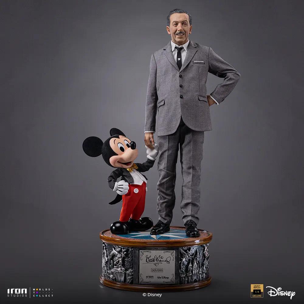 Statue of Walt Disney & Mickey Mouse by Iron Studios, Disney Classics Legacy Replica 1/4; gray suit, red pants, base.