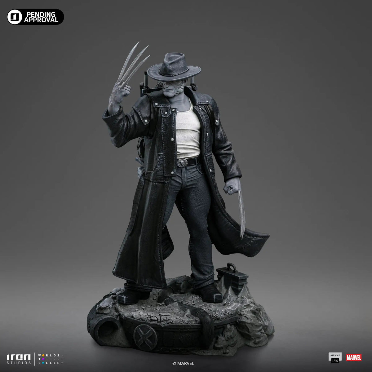 Old Man Logan statue, black and white X-Men figure by Iron Studios, Art Scale 1/10