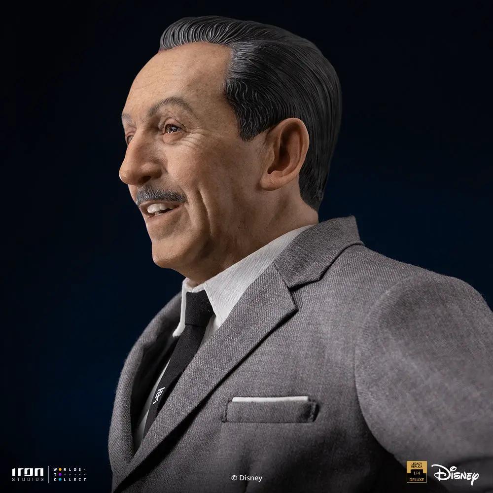 Statue of Walt Disney in a gray suit with white shirt and black tie; Iron Studios Disney Legacy 1/4-scale replica