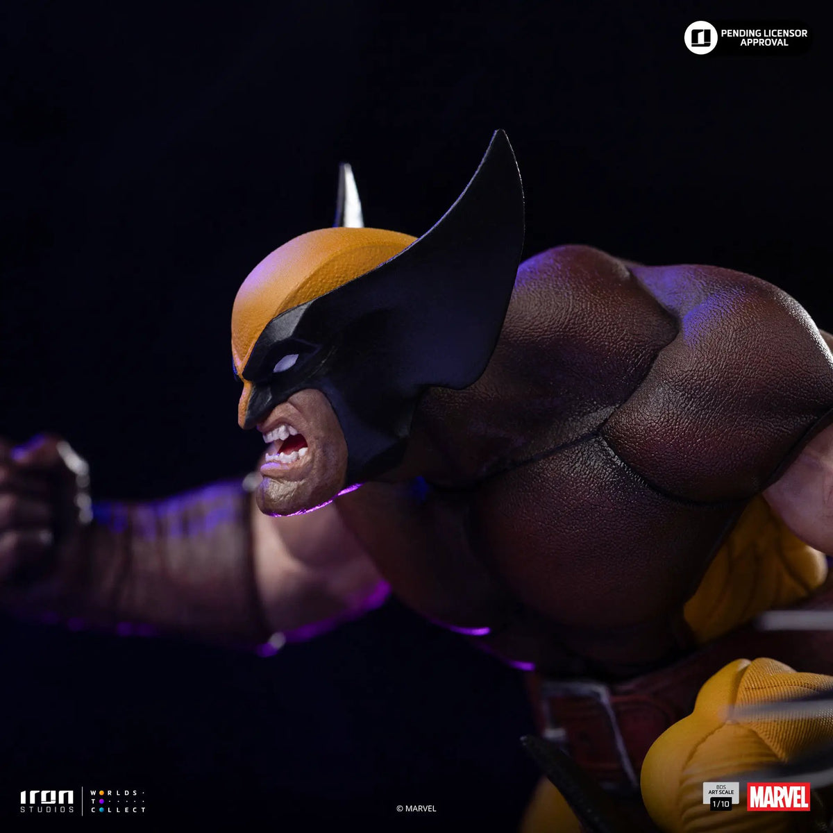 Statue Wolverine by Iron Studios, BDS Art Scale 1/10 Marvel collectible; close-up of Wolverine head.
