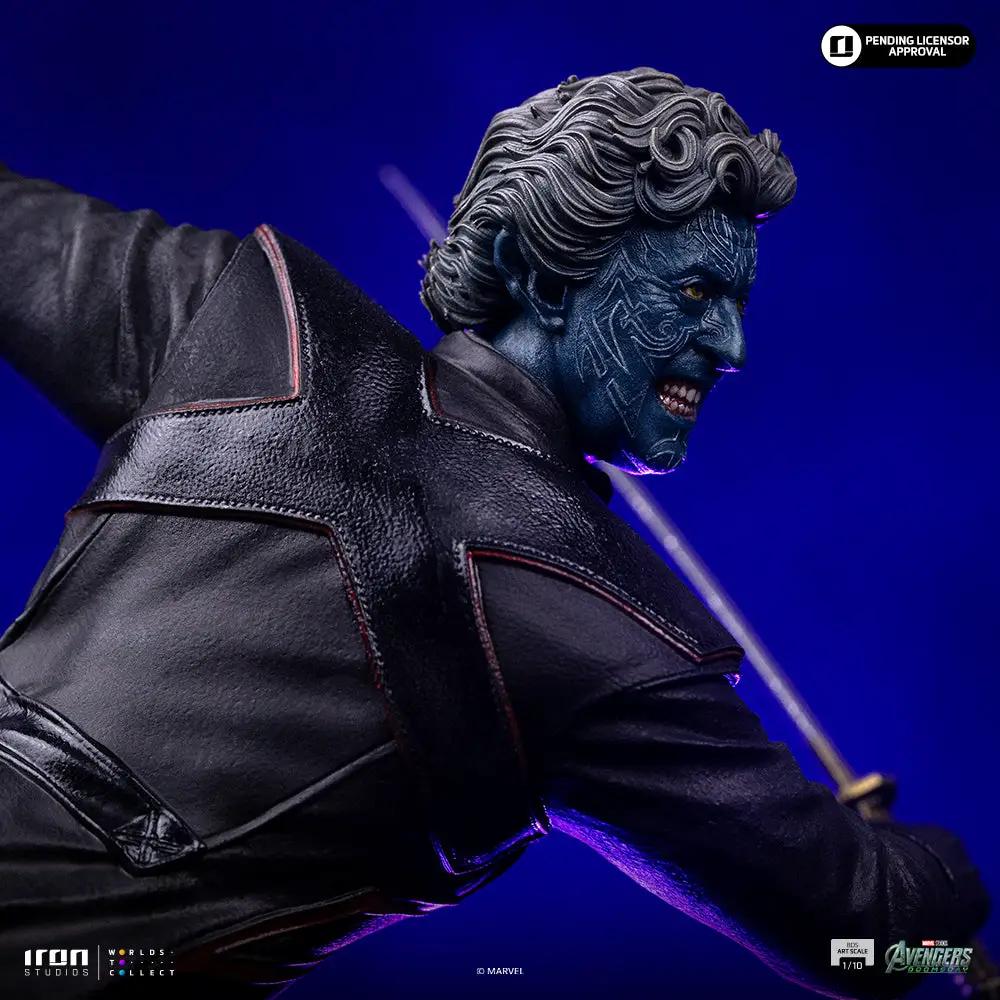 Statue Nightcrawler from Avengers: Doomsday by Iron Studios, blue-skinned with a leather jacket, 1/10 scale