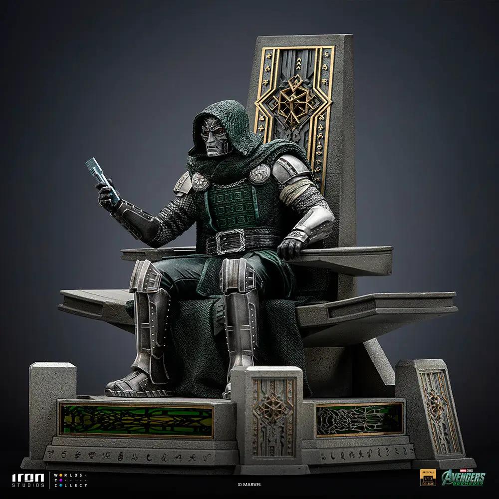 Statue Doctor Doom on Throne by Iron Studios, 1/10 scale, hooded green-armored figure