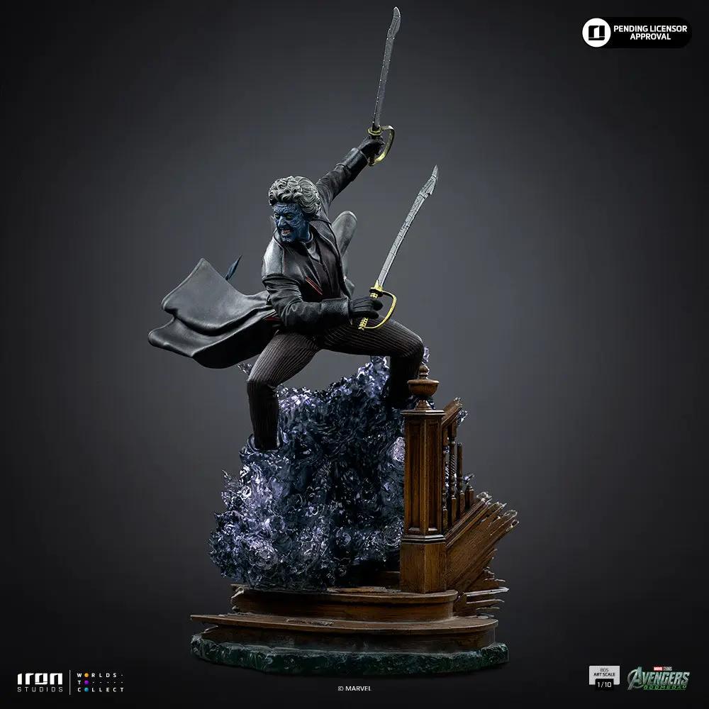 Nightcrawler statue, Avengers: Doomsday, Iron Studios, BDS Art Scale 1/10, blue with dual swords on a wave base
