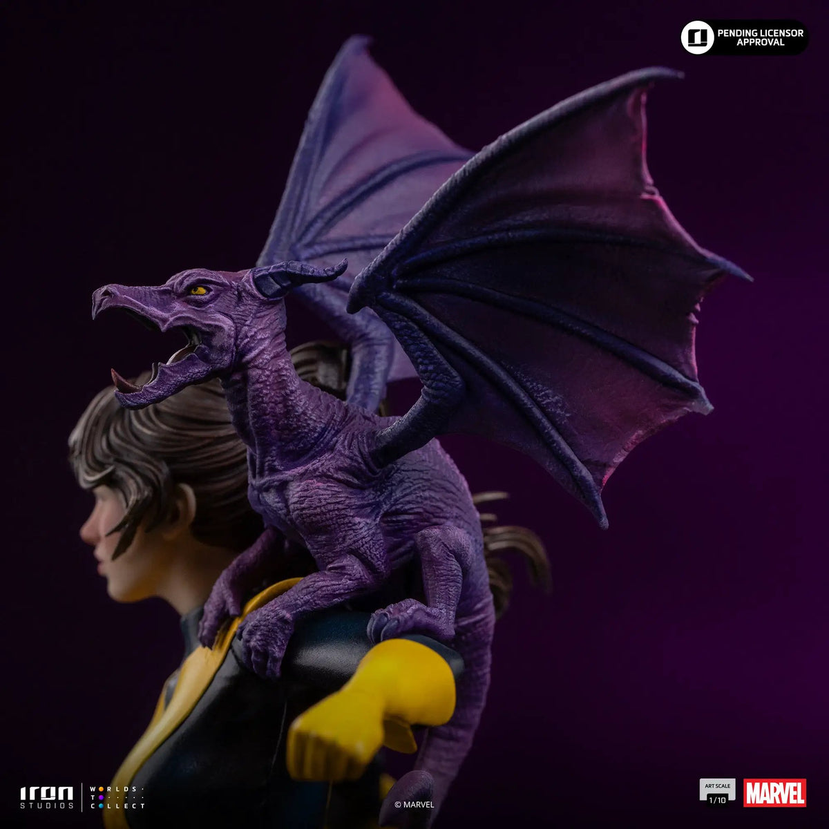 Statue Kitty Pryde & Lockheed from X-Men, purple dragon, by Iron Studios, BDS Art Scale 1/10