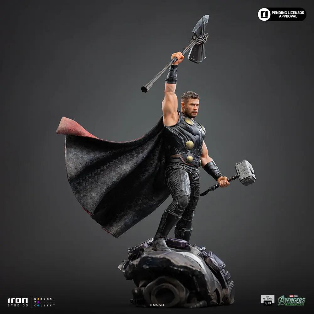 Iron Studios Thor statue from Avengers: Doomsday, 1/10 scale with black armor, gold accents, and cape