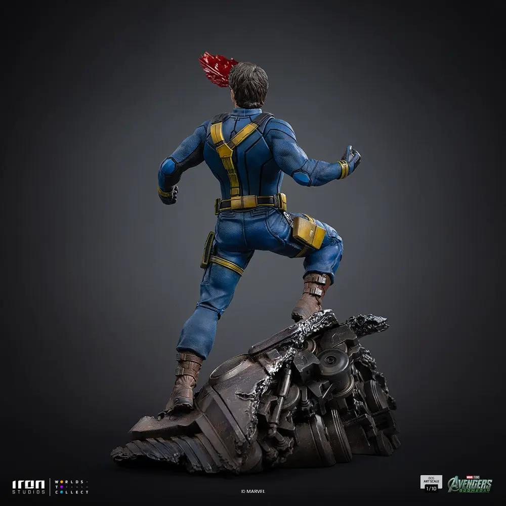 Statue Cyclops by Iron Studios, Avengers: Doomsday, BDS Art Scale 1/10, blue suit with yellow harness on rocky base